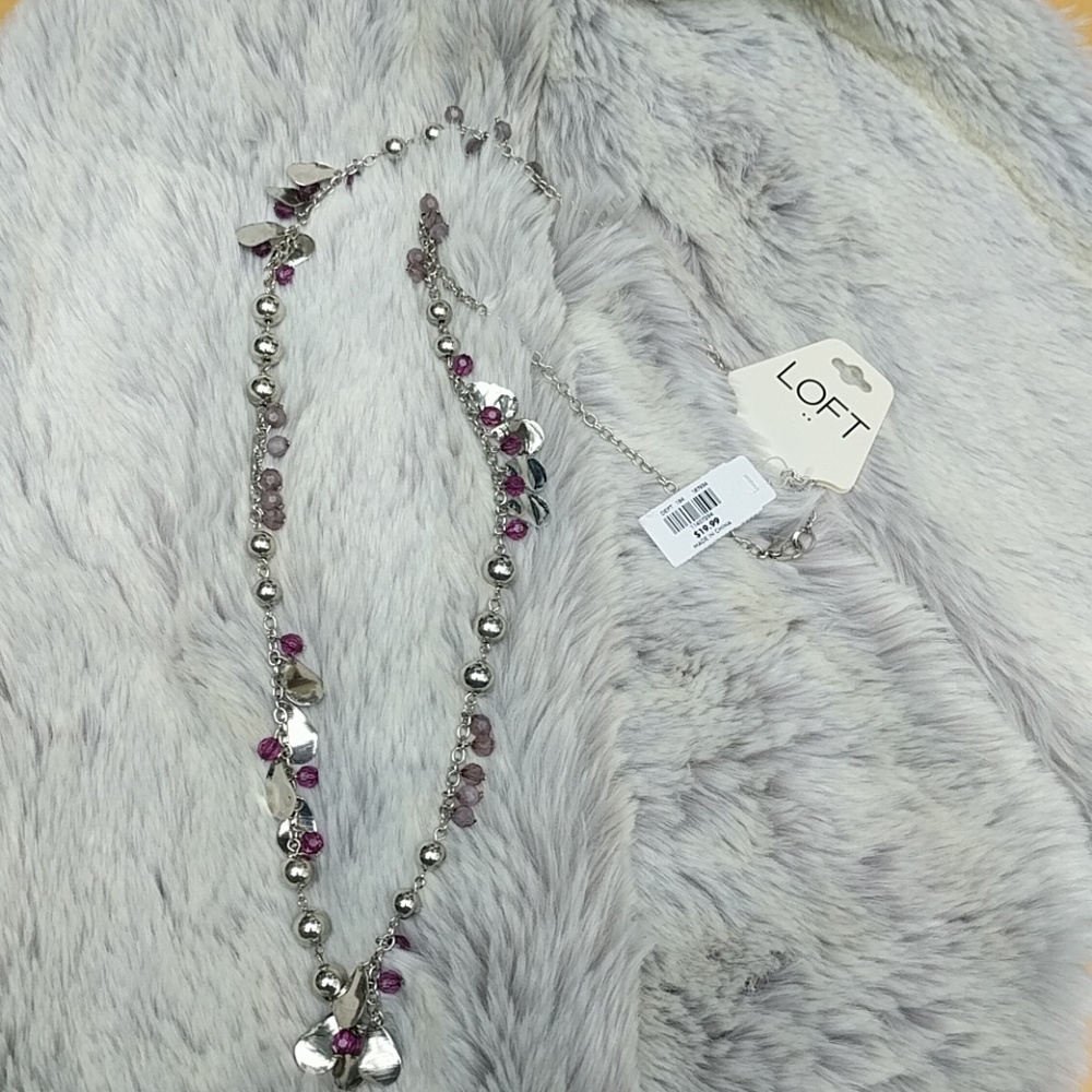 NWT Long Loft Necklace with Purple Beads